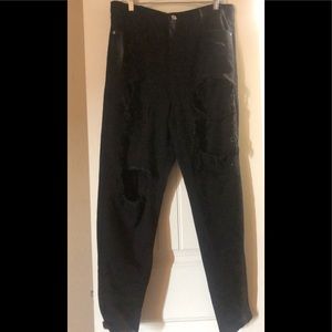 vintage black torn mom jean